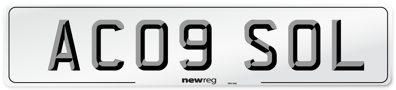AC09 SOL Number Plate from New Reg